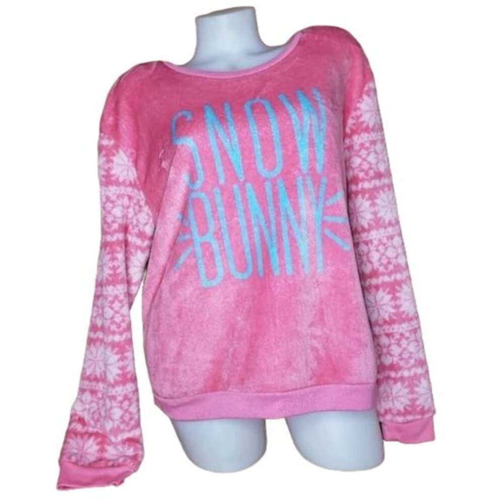 SNOW BUNNY PINK PLUSH PJ PAJAMA TOP SIZE XL